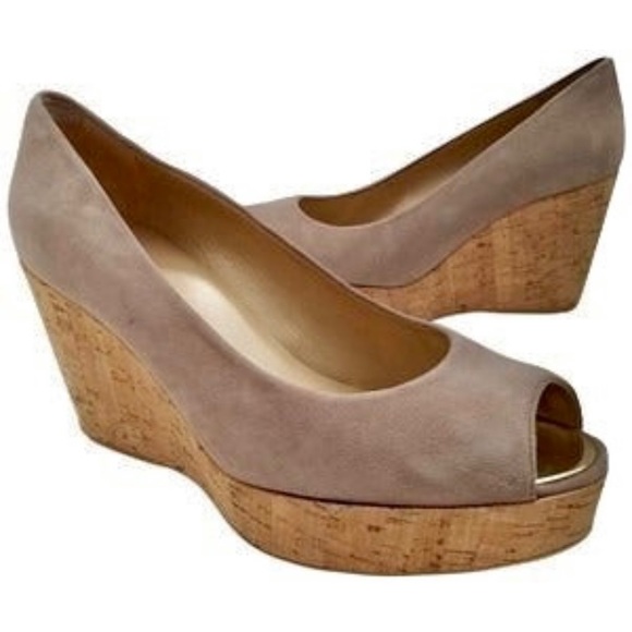 Stuart Weitzman cork wedge peep toe pump - Picture 1 of 8